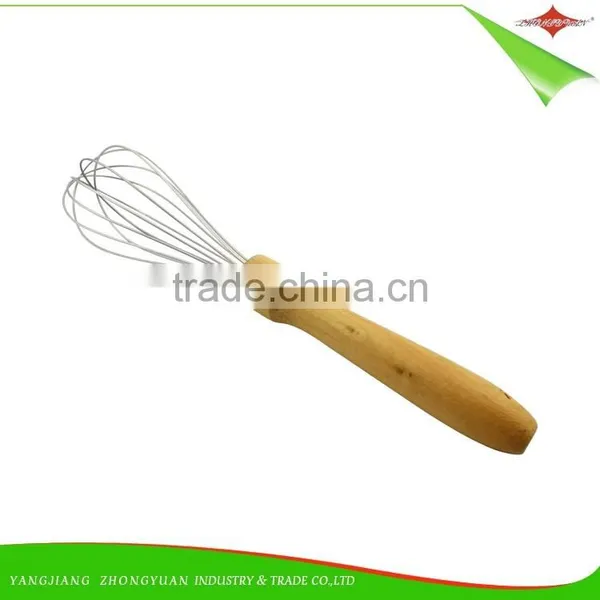 ZY-C1034 10 Inch Stainless Steel Head Egg Whisk Rubber Wood Handle Egg Beater photo-3