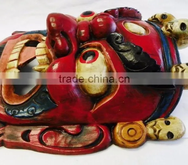 Hand Crafted Wooden Mask of Bhairab Mahakal Wall Hanging Made In Nepal photo-3