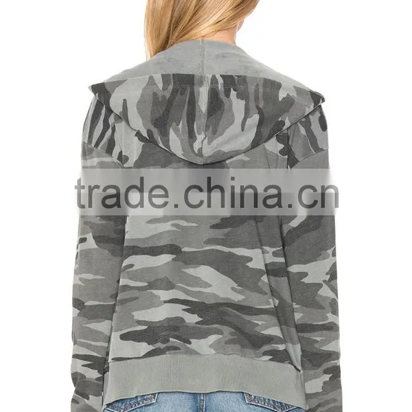 OEM Service Cheap Slim Fit Women Plain Camouflage Printed 80 Cotton 20 Polyester Hoodies With Hidden Pockets 2017 photo-4
