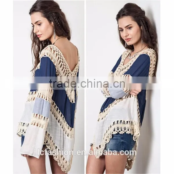 Online Shopping Fashion Women Long Sleeve Crochet Ladies Casual Clothing Top photo-3