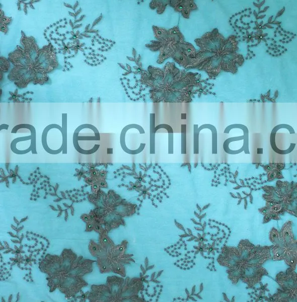 2017 Most Popular Beaded Tulle Lace Fabric Manufactured in China photo-2
