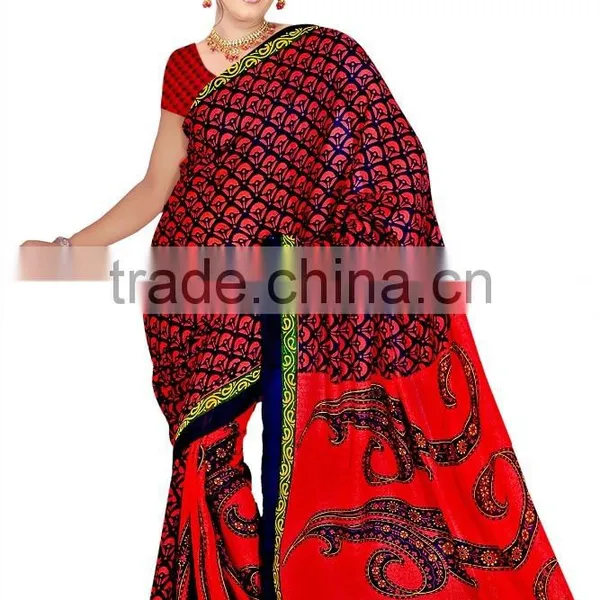 Digital Flower Printed Saree in Mix Color photo-2