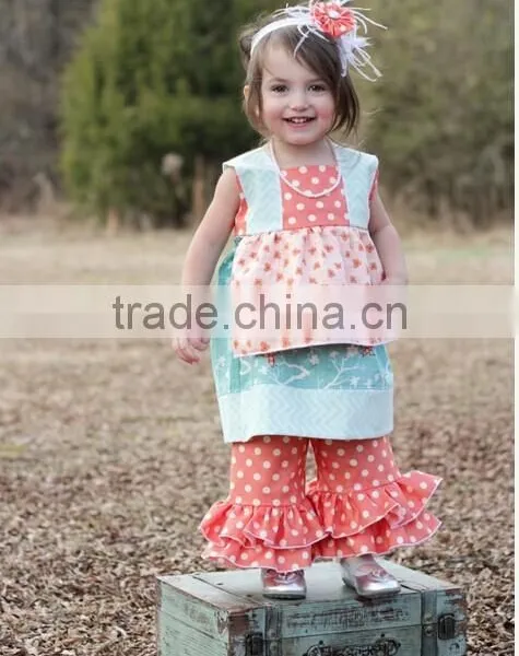 Fashionable Autumn Mustard Pie Girls Boutique Clothing Outfits Girls Ruffle Pants Set photo-2