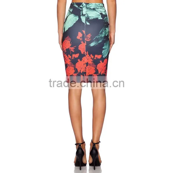 MGOO High Fashion Branded Knee Length Skirts For Women Office Suit Skirts Floral Color Changing Skirts 15145A244 photo-3