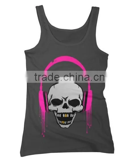 China Custom Printing 100 Cotton Stringer Tank Top Women photo-2