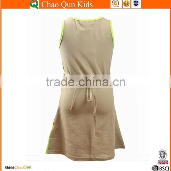 Knitted Twill Stripes Splice Yarn Dyed Child Maxi Dress for Fashion Girls of 7-14 photo-2