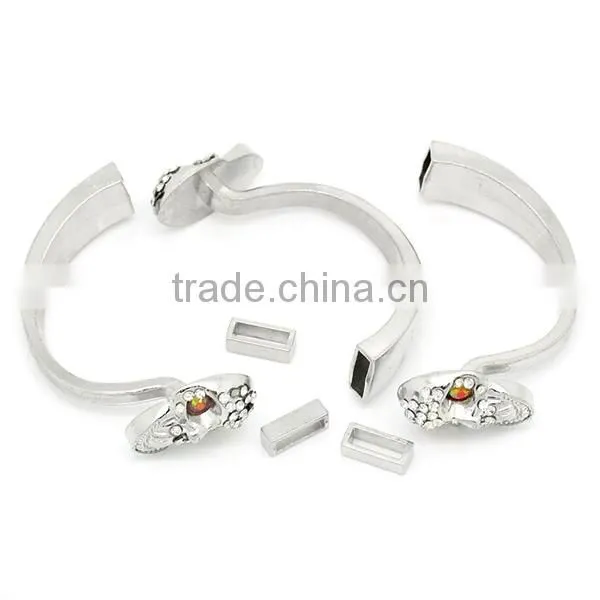 Half Bracelet Bangle Bar With Slider Halloween Skull Silver Tone Red & Clear Rhinestone 6cm x 1.5cm,2Sets photo-3