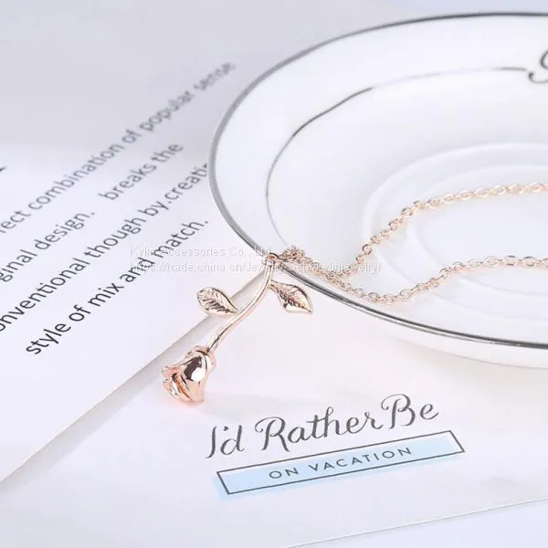 Fashion Jewelry Rose Flower Necklace photo-2