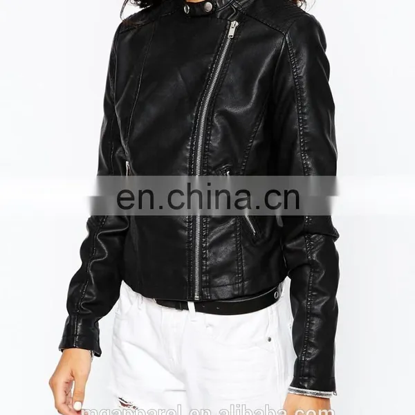 New Look Black Leather Biker Jacket for Women photo-4