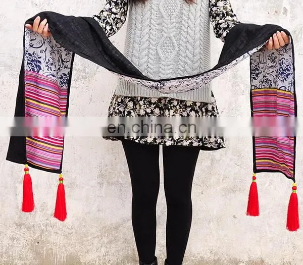 Ethnic Style Chinese Red Strands Tassels Classic New Trending Oblong Scarf Women Fashion Scarves photo-5