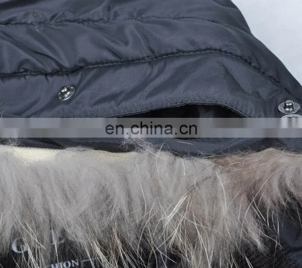 Fashion Mens Winter Fur Hood Cow Buckle Down Padded lo photo-4