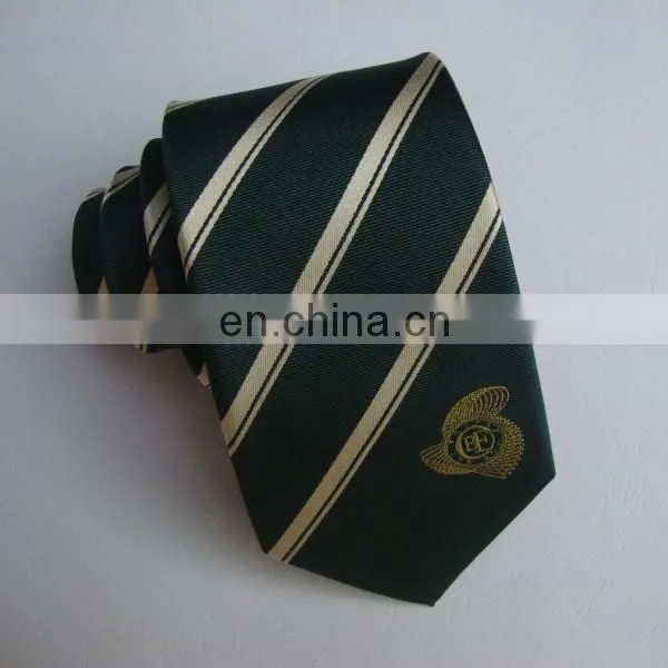 Stripe Design Silk Tie With Logo