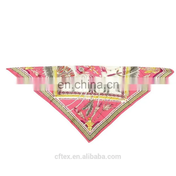 Womens Fashion Feel Square Digital Print Custom Design Silk Scarf photo-2