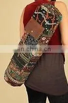 Yoga Met Bag Ethnic Hand Embroidered VintageBanjara Style Yoga Bag INDIAN Kantha YOGA Mat Bag LEATHER Cross Body Yoga Bag Purse photo-4