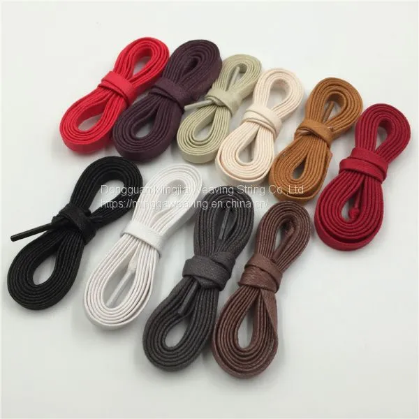 Hot Flat Waxed Shoelaces Wide Colorful Shoe Laces Waterproof Leather Shoes For Unisex Strings Cord Boots photo-2