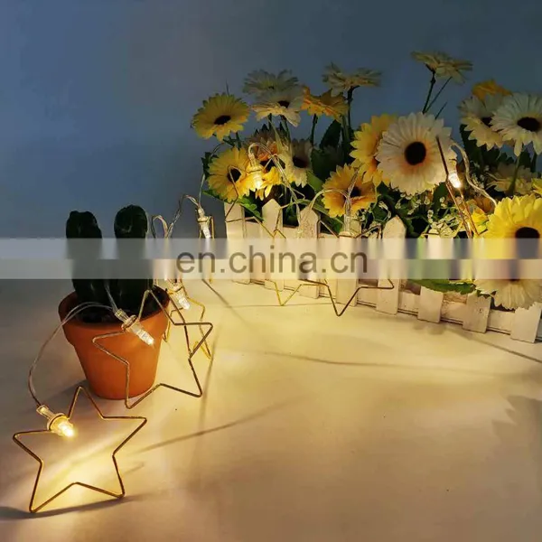 Holiday Decoration Christmas Led Light Metal Star Shaped String Lights Golden Fairy Lights For Home Party Decoration photo-5