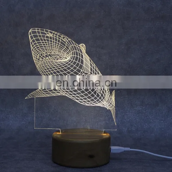Wholesale Wooden Base Customized Acrylic Pattern 3D Night Light Led Lamp for Home photo-4