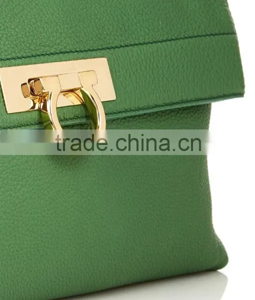 Fashion Grained Leather Clutch Bag Simple Folded Dinner Ladies Hand Bags With Wristlet Strap 2016 Popular Apple Green photo-5