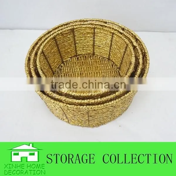 Set of 3 Handwoven Round Cheap Decorative Baskets photo-2