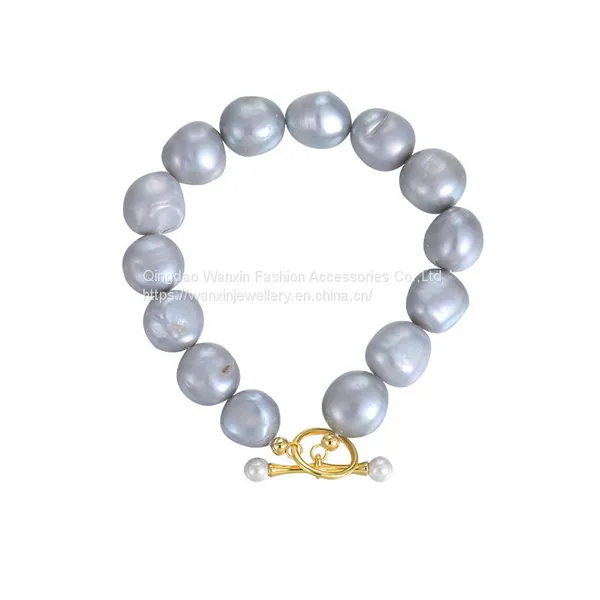 S925 Sterling Silver Special-shaped Pearl Beaded Bracelet