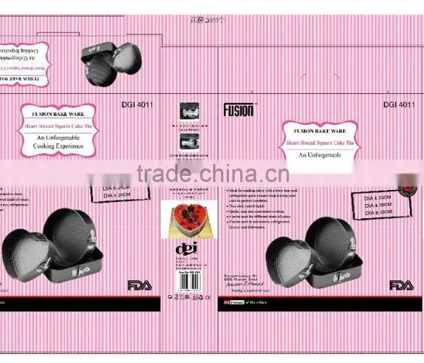 High Quality 3pk Non Stick Heart Round Square Cake Tin photo-2
