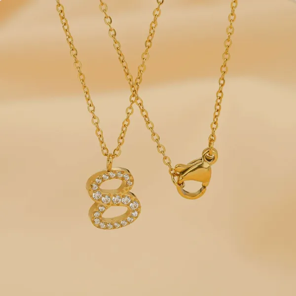 Digital Pendant Necklace Accessory, Non Fading Light Luxury High-end Feeling, Diamond Studded Chest Chain