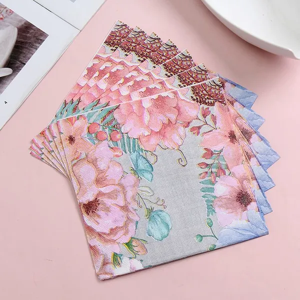Ningbo PartyKing 3-Ply, Pack of 50 Party Decorative Paper Napkins Color Printed With Gold Foil Cocktail Luncheon Napkins photo-5