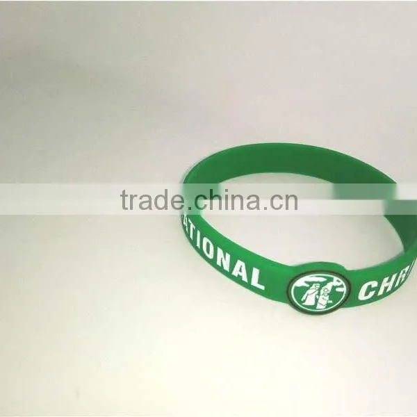 Novelty Style Green Silicone Bracelet Rubber Snap Slap Wristband Producer photo-2