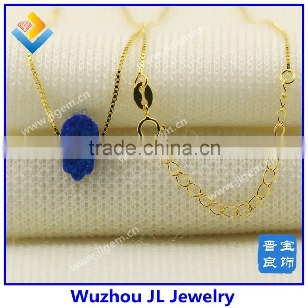 Wholesale Price Synthetic OP50 Opal Hamsa Pendant S925 Silver 18KPlated Chain Necklace For Sale Online photo-3