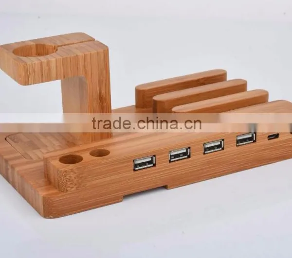 2016 Luxury Bamboo Material Stand Holder for Apple Watch Iphone photo-4