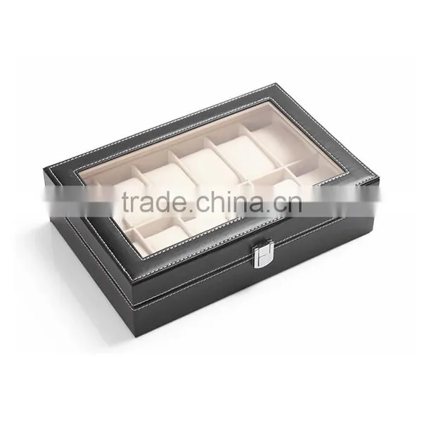 6 Slot Leather Luxury Square Wooden Custom Watch Box photo-5