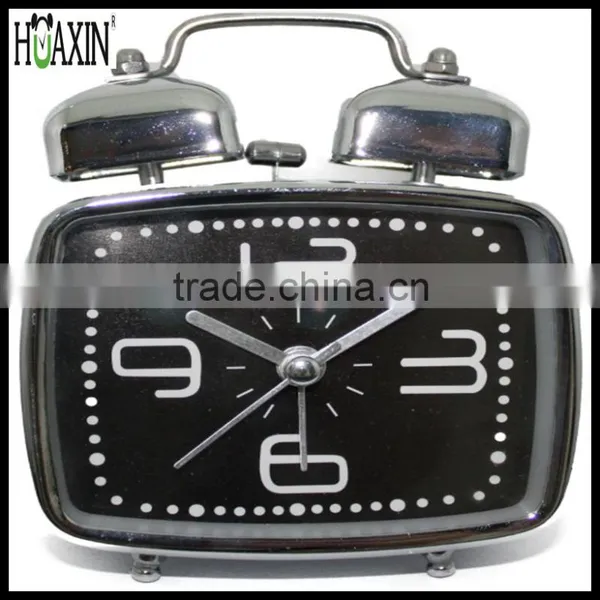 Metal Square Big Numbers Square Twin Bell Snooze Silent Alarm Clock