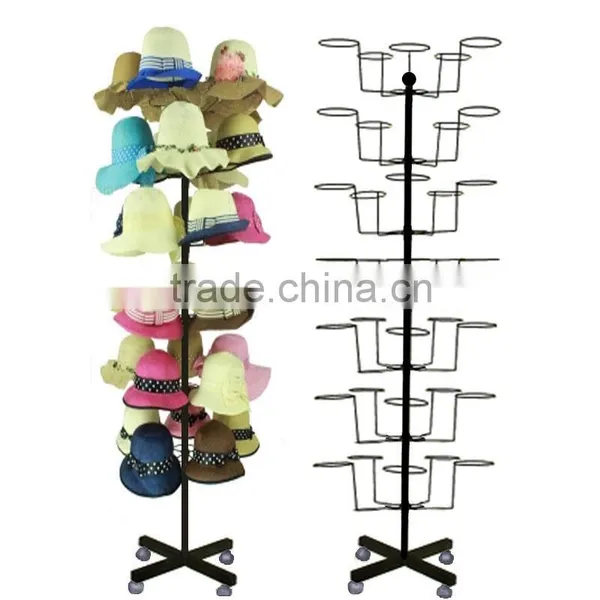 Custom Hat Display Case Metal Hat Stand Display Rack With Wheels