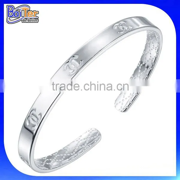 New Arrival!!! Custom Silver Stainless Steel Embroidery Bracelet,Embroidery Cuff Bracelet Wholesale photo-3