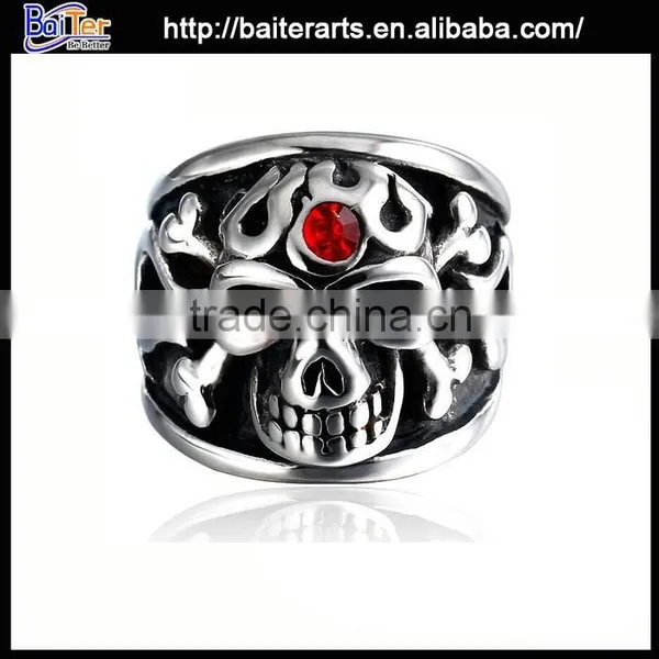 Retro Titanium 316L Stainless Steel Masonic Skull Ring photo-2