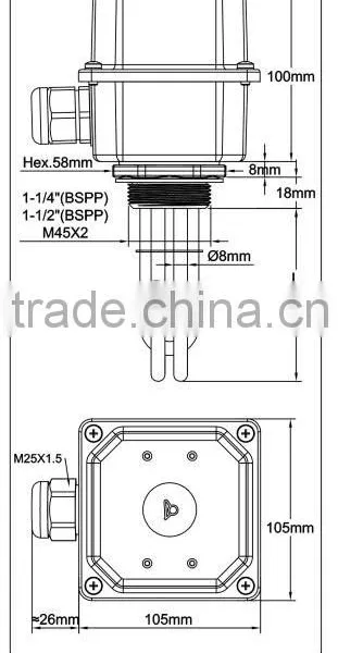 Type 9STJ, Full Stainless Steel Immersion Heater, Without Brazing photo-2
