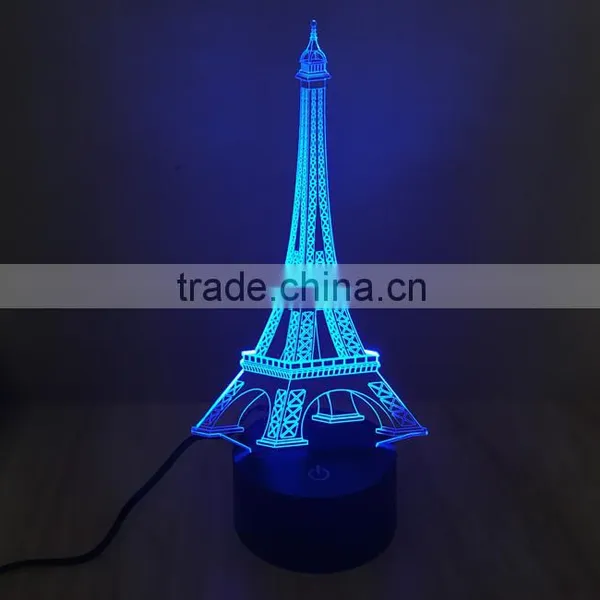 3D Colorful Led Romantic Creative Desk Bedroom Eiffel Tower Shape Night Light Lamp Desk Decoration Birthday Gifts photo-2