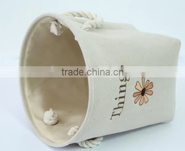 YIWU RODA Cotton Embroidery Bin Canvas Toys Receive Basket Sundry Receive Storage Basket Bathroom Laundry Basket photo-2