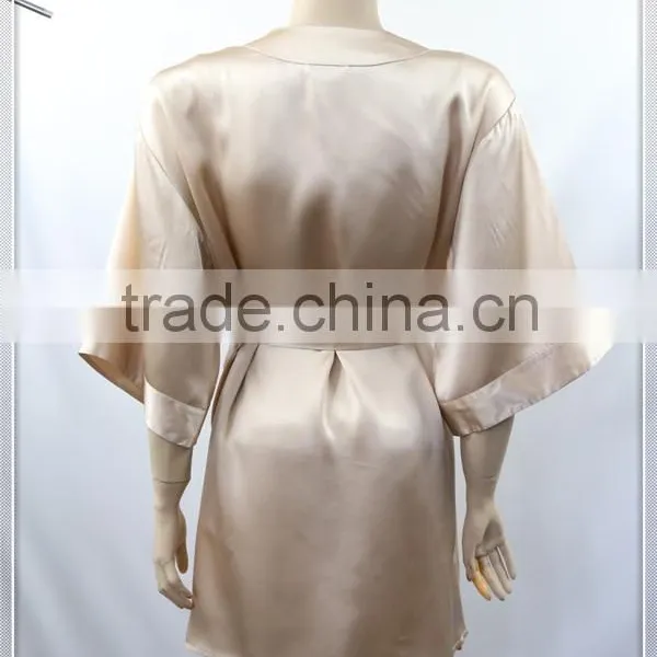Wholesale Plain Colors Short Knee Length 100% Silk Robe Paypal Accept photo-4