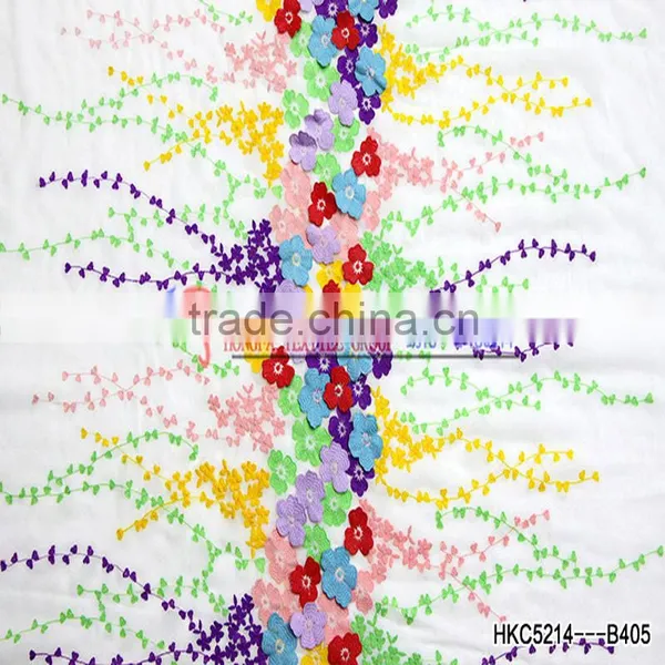 Chiffon Lace Fabric, 3d Flower Lace Embroidered Fabric For Costumes/ Wedding Dress photo-4