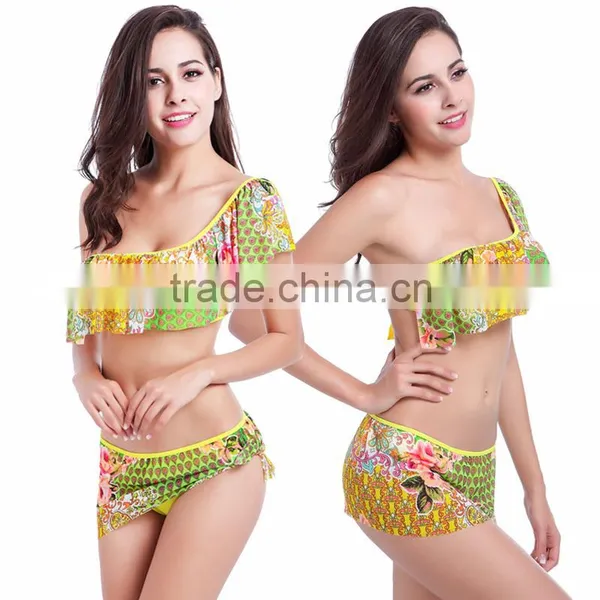 Women's Falbala Bikini Lady Push-up Padded Bra Bathing Suit Swimwear photo-4