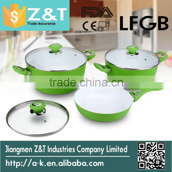 Blue Aluminum Ceramic Cookware Set With Glass Lid photo-2