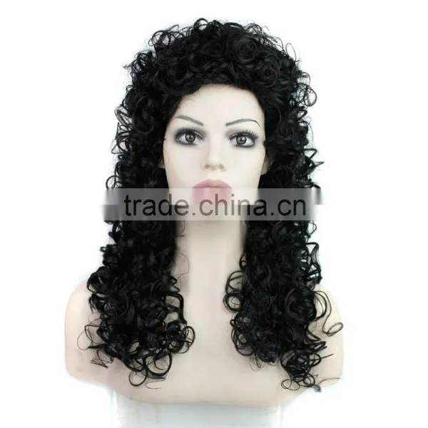 Long Kinky Curly Synthetic Wig Black Color for Women photo-2