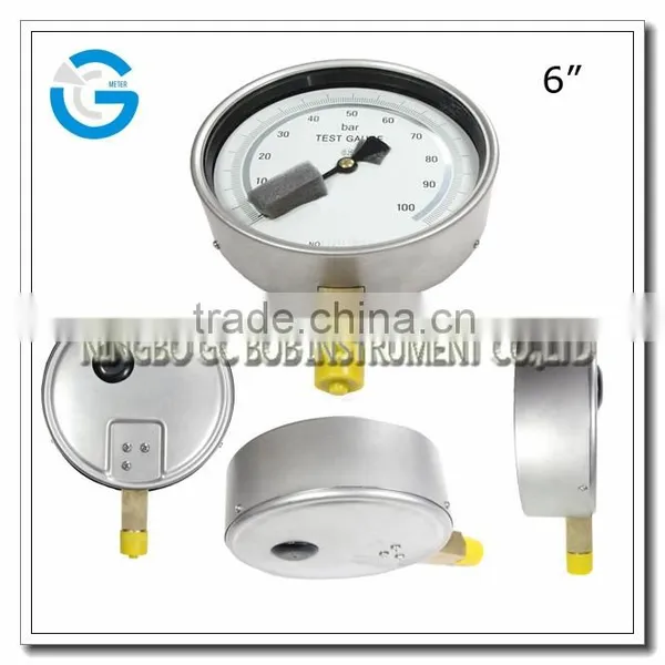 High Quality 4 Inch Stainless Steel Brass Internal Master Test Precision Pressure Gauge With Bottom Connection High Accurac