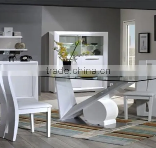 DT-3011 Modern Wooden Dining Table With Glass Top photo-2