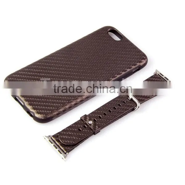 2015 New Products Antastic Design for Apple Watch Leather Band Strap With Same Tpu Protective Case for IPhone 6