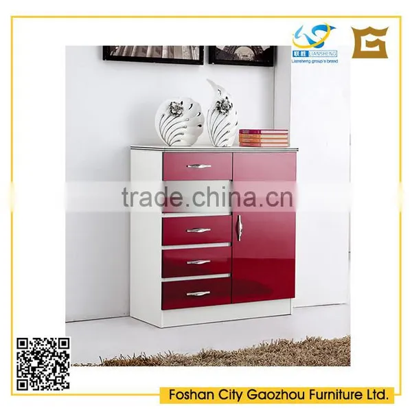 Contemporary Design High Gloss Wooden Chest of Drawers Cabinet for Living Room Furniture photo-2