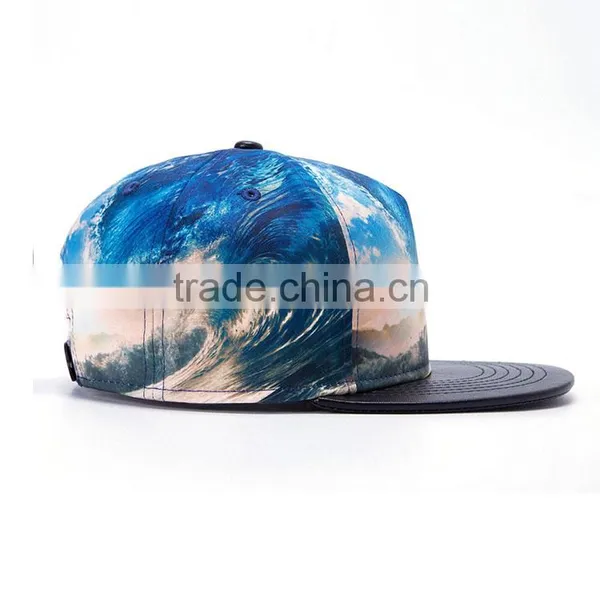 Custom 5 Panel Blank Snapback With Leather Brim photo-2