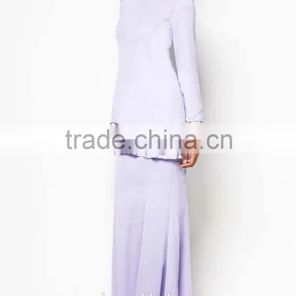 Light Purple Black Scarf White Lace Elegant Women Muslim Dress photo-5