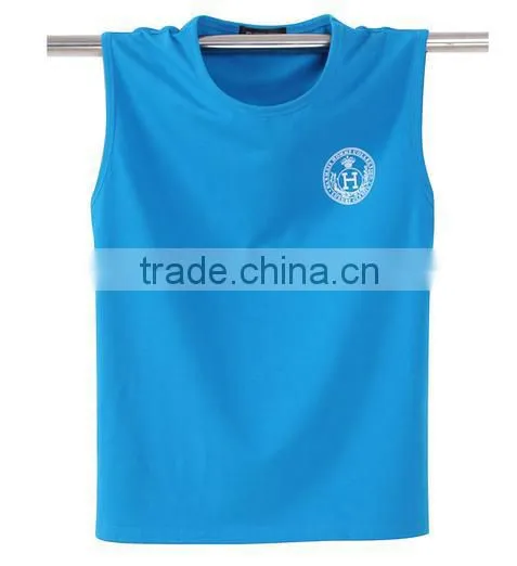 2016hot Generous Cut Broad Shouler Tank Top Sports Training Tank Top Pure Color Printing photo-2